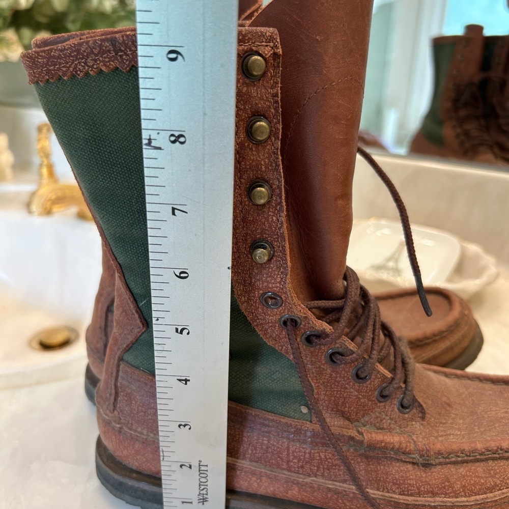 Russell Moccasin Co. Premium Build Custom Boots, Leather + Canvas Boots, Sz 7 - Picture 10 of 12